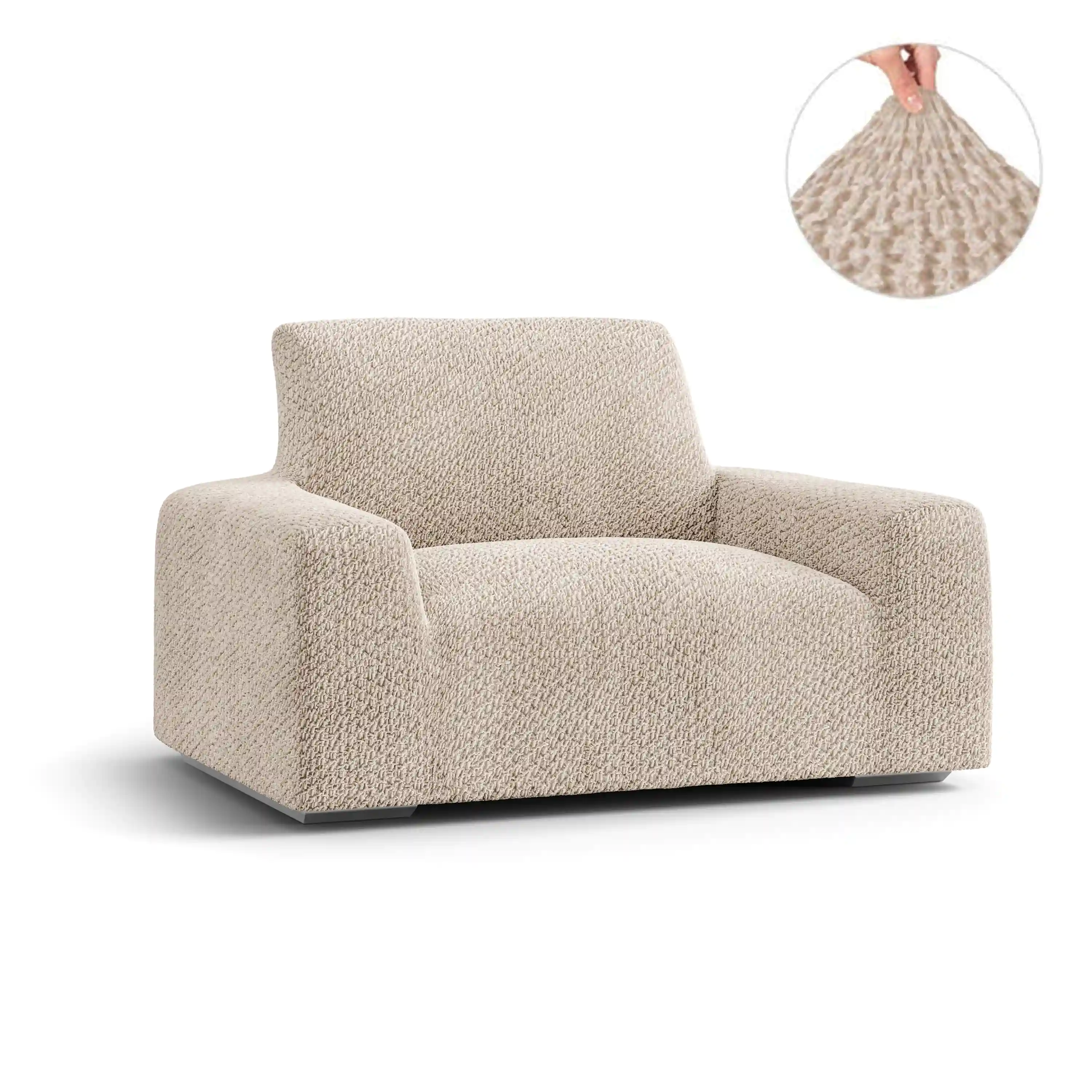 Arm Chair Cover - Beige, Velvet